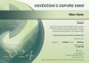 osvědčení o úspoře emisí